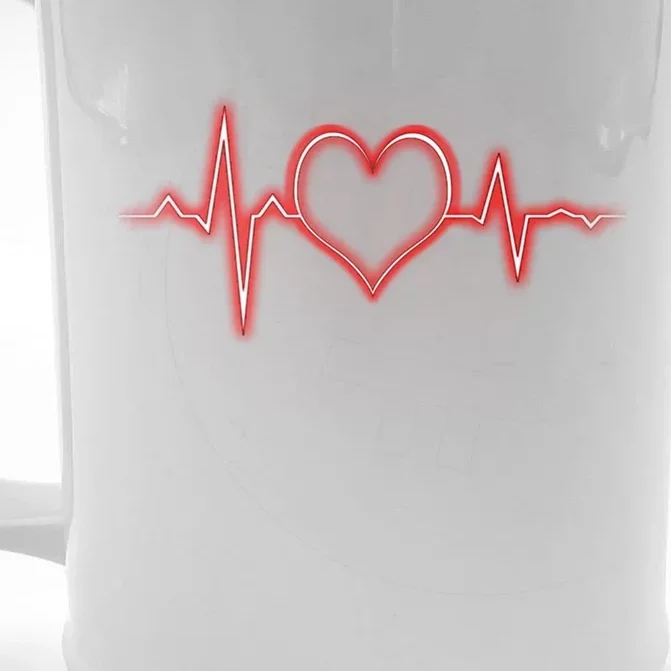 Heart Heartbeat Pulse Valentines Day Gift With Love Gift Front & Back Beer Stein