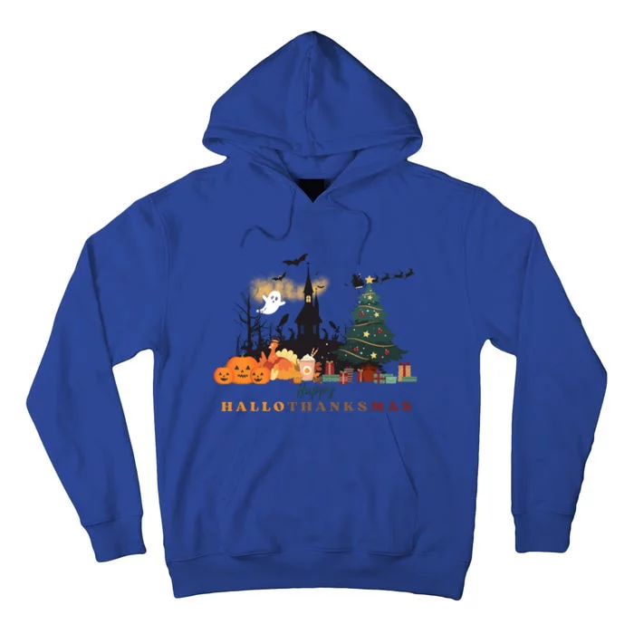 Happy Hallowthanksmas Pumpkin Xmas Tree Tall Hoodie