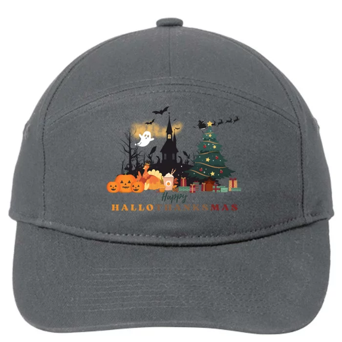 Happy Hallowthanksmas Pumpkin Xmas Tree 7-Panel Snapback Hat