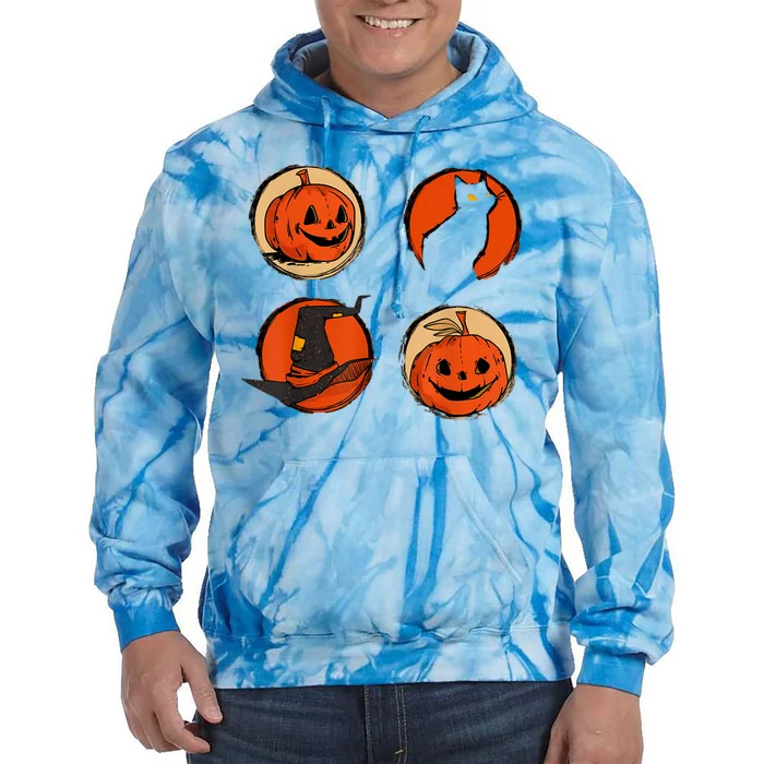 Halloween Hat Pumpkin Cat Costume Women Funny Tie Dye Hoodie