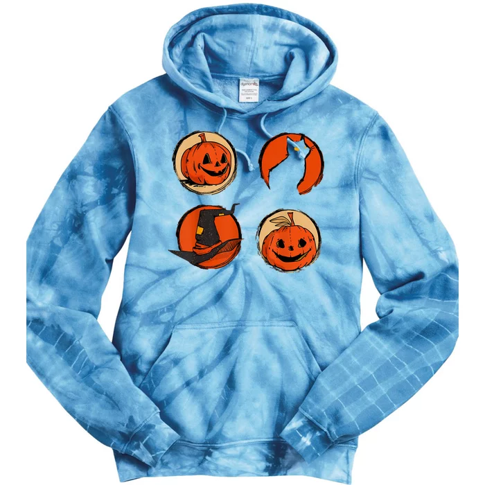 Halloween Hat Pumpkin Cat Costume Women Funny Tie Dye Hoodie