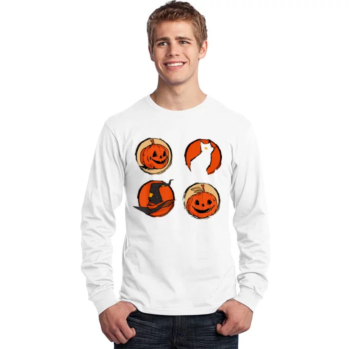 Halloween Hat Pumpkin Cat Costume Women Funny Tall Long Sleeve T-Shirt