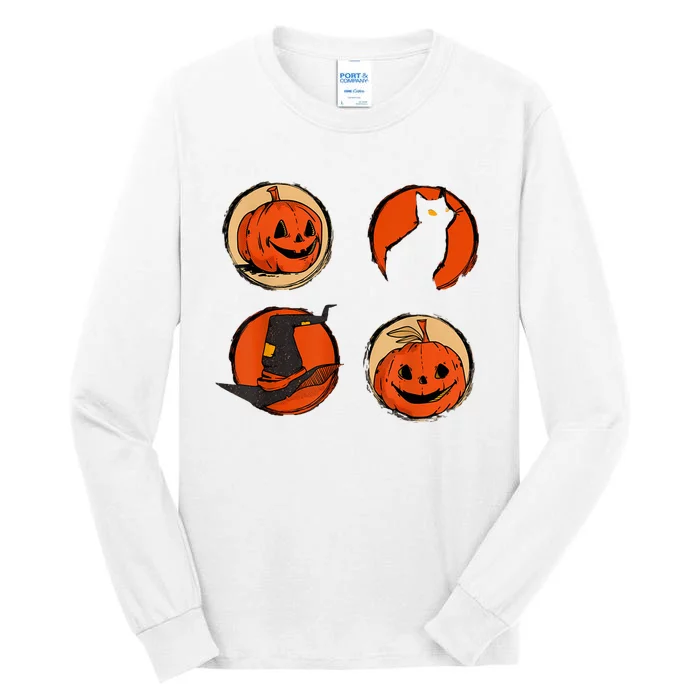 Halloween Hat Pumpkin Cat Costume Women Funny Tall Long Sleeve T-Shirt