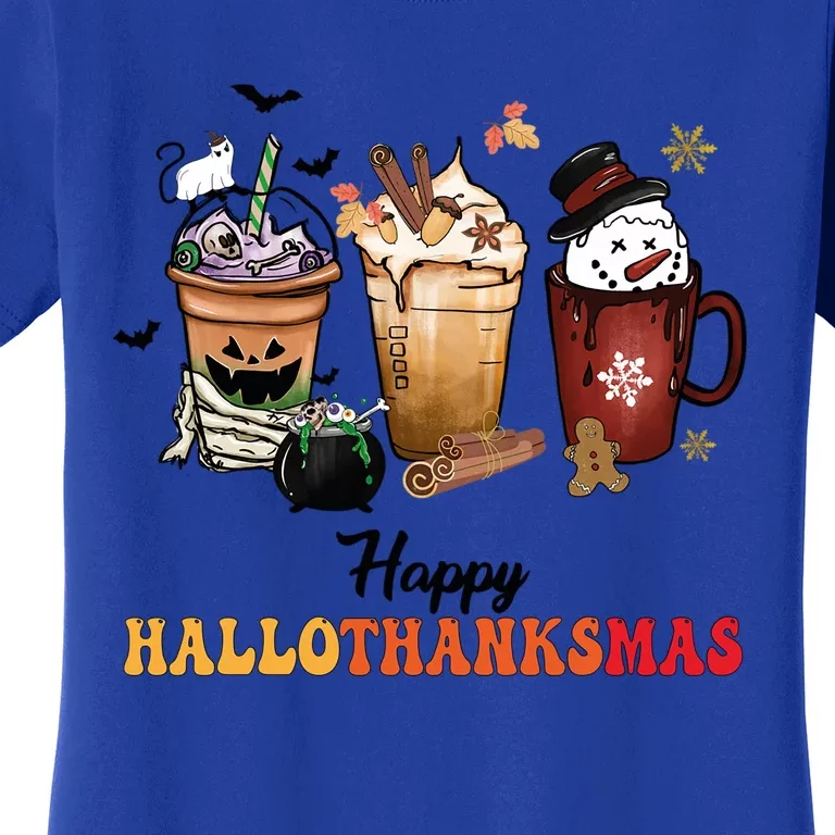 Happy Hallothanksmas Pumpkin Spice Cups Cute Gift Women's T-Shirt