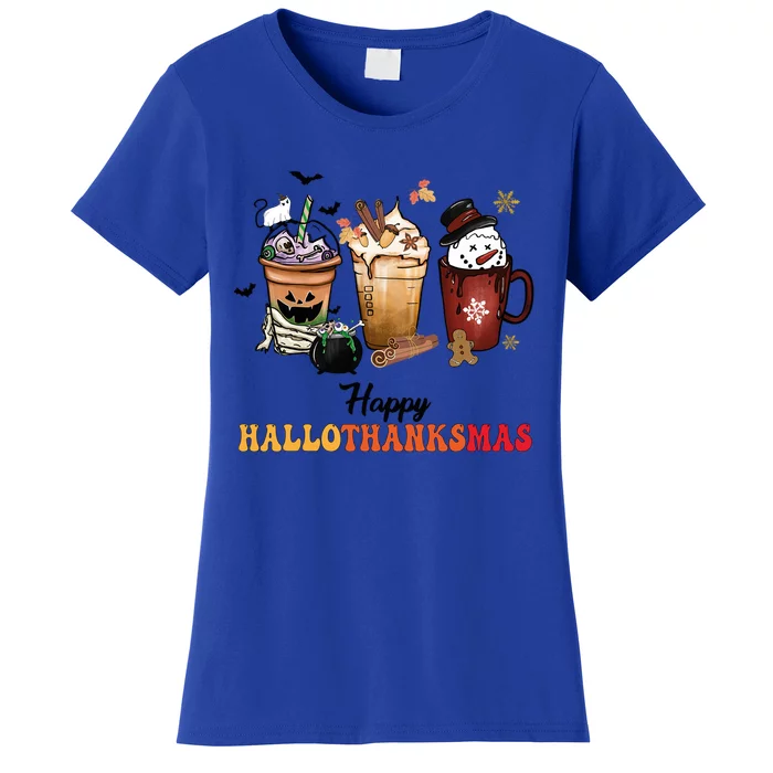 Happy Hallothanksmas Pumpkin Spice Cups Cute Gift Women's T-Shirt