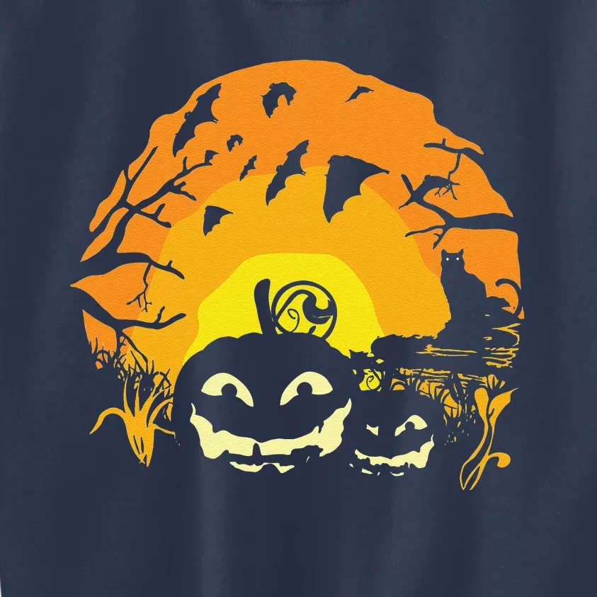 Happy Halloween Pumpkin Bat Trick Or Treat Scary Night Kids Sweatshirt