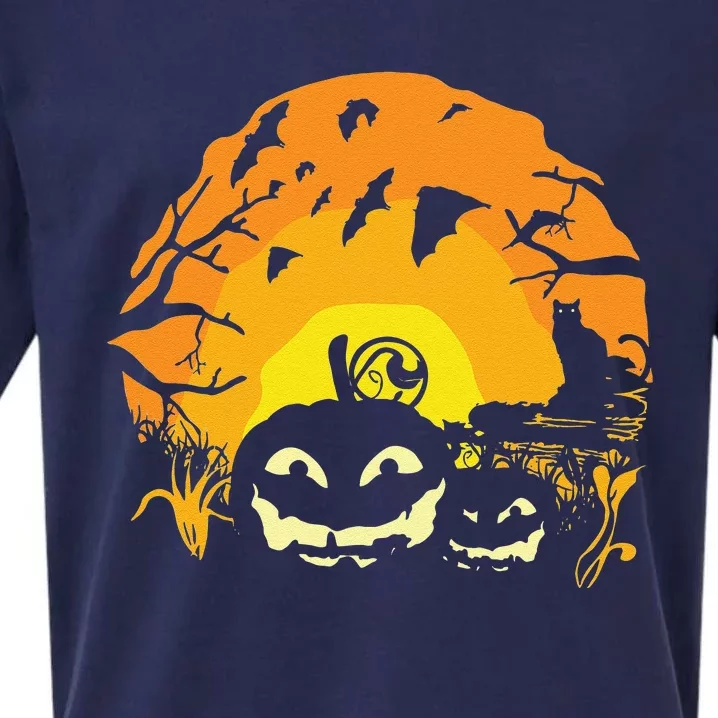 Happy Halloween Pumpkin Bat Trick Or Treat Scary Night Sueded Cloud Jersey T-Shirt