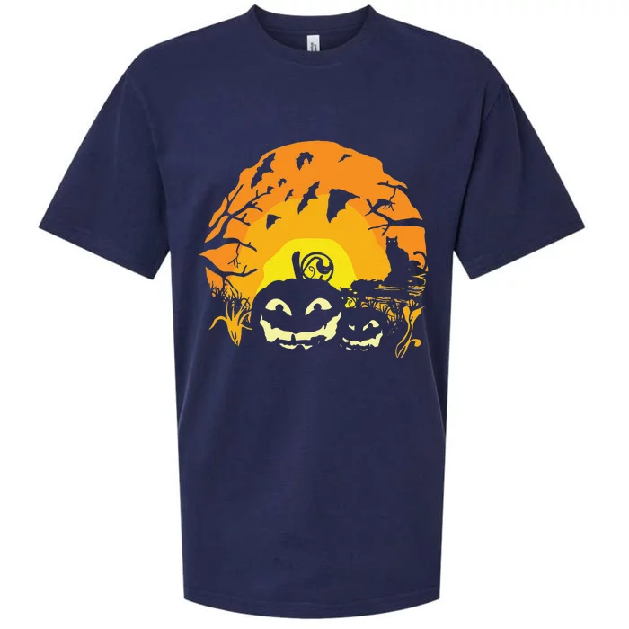 Happy Halloween Pumpkin Bat Trick Or Treat Scary Night Sueded Cloud Jersey T-Shirt