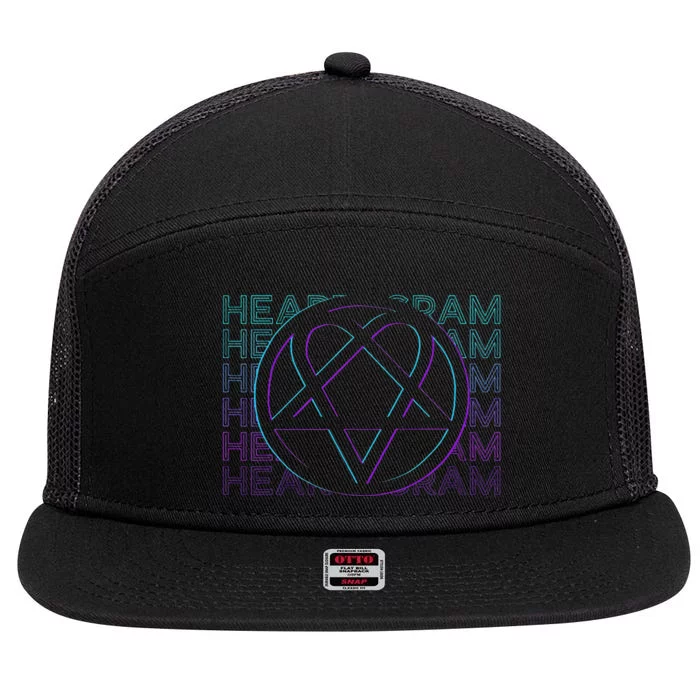 Heartagram Heart Pentagram Retro 7 Panel Mesh Trucker Snapback Hat