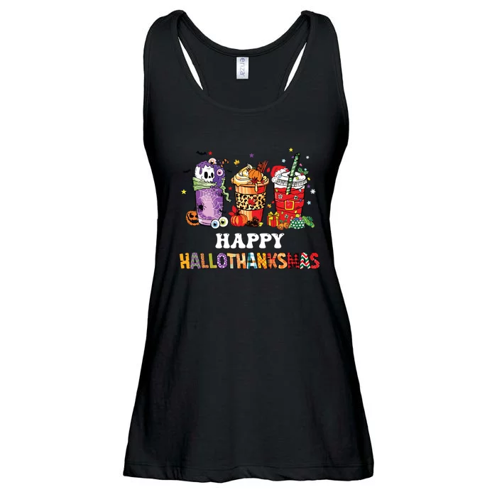 Happy Hallothanksmas Pumpkin Spice Cups Ladies Essential Flowy Tank