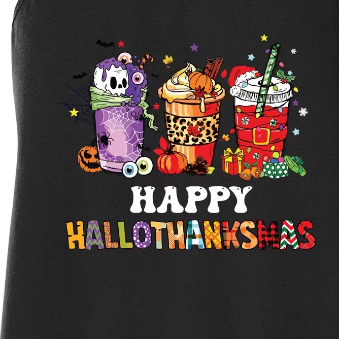 Happy Hallothanksmas Pumpkin Spice Cups Women's Racerback Tank