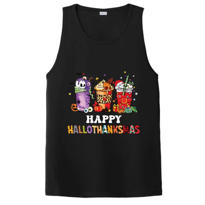 Happy Hallothanksmas Pumpkin Spice Cups Performance Tank