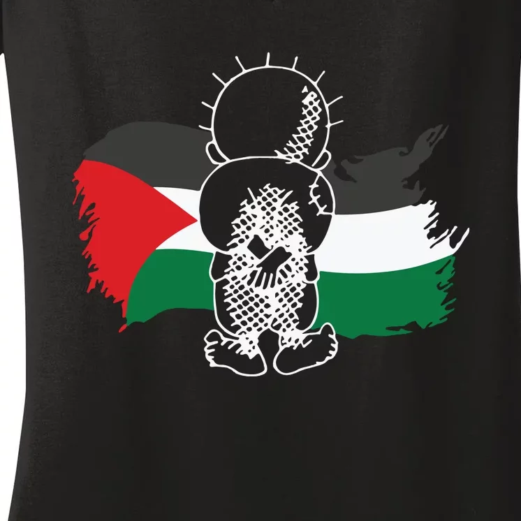 Hanzala Hanzala Palestine Care About Human Rights Freedom Palestine Women's V-Neck T-Shirt