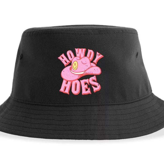 Howdy Hoes Pink Retro Funny Cowboy Cowgirl Western Sustainable Bucket Hat