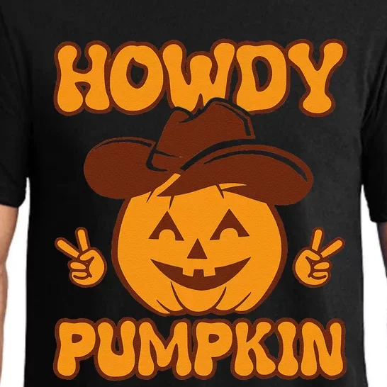 Halloween Howdy Pumpkin With Cowboy Hat Pajama Set