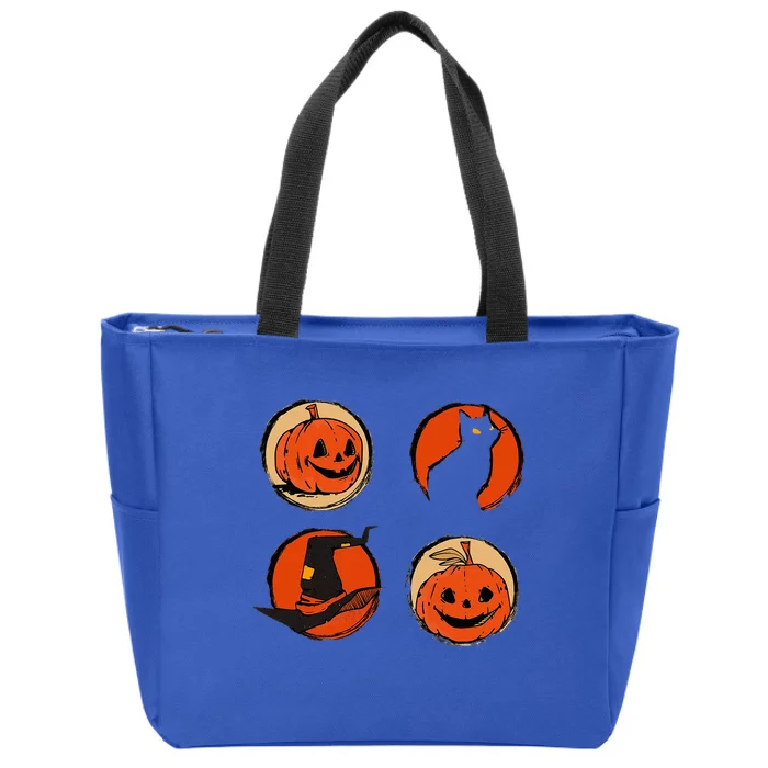 Halloween Hat Pumpkin Cat Costume Women Funny Zip Tote Bag