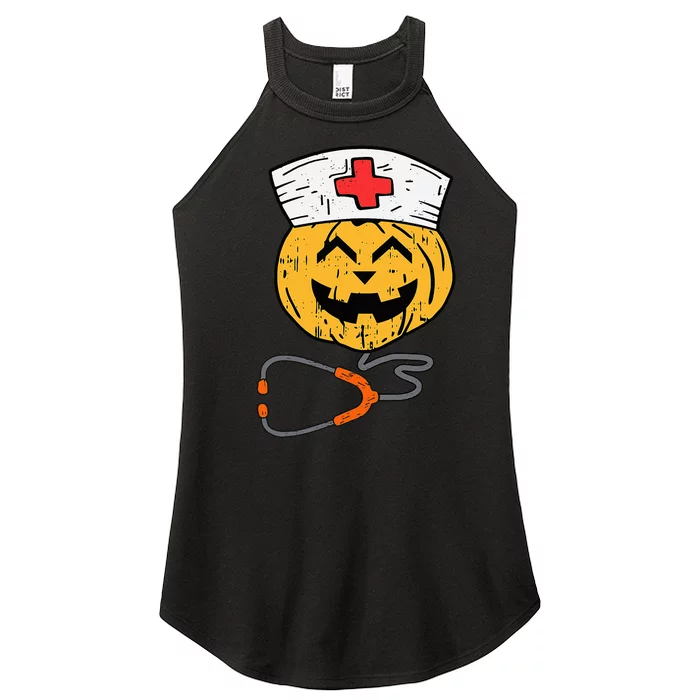 Happy Halloween Pumpkin Nurse Nursing Funny Halloween nurse Women’s Perfect Tri Rocker Tank