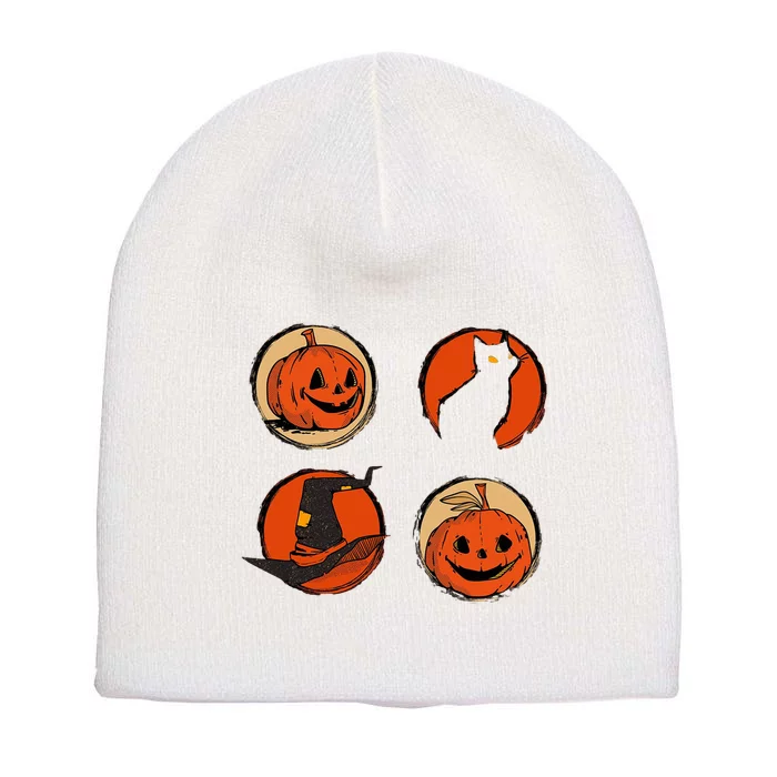 Halloween Hat Pumpkin Cat Costume Funny Short Acrylic Beanie