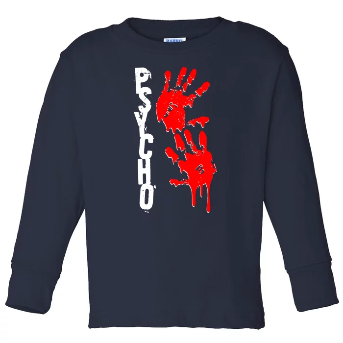 Halloween Horror Psycho Hand Prints Toddler Long Sleeve Shirt