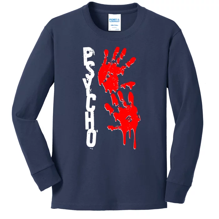 Halloween Horror Psycho Hand Prints Kids Long Sleeve Shirt