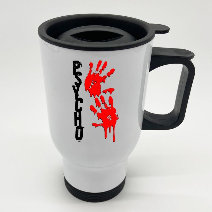 Halloween Horror Psycho Hand Prints Front & Back Stainless Steel Travel Mug