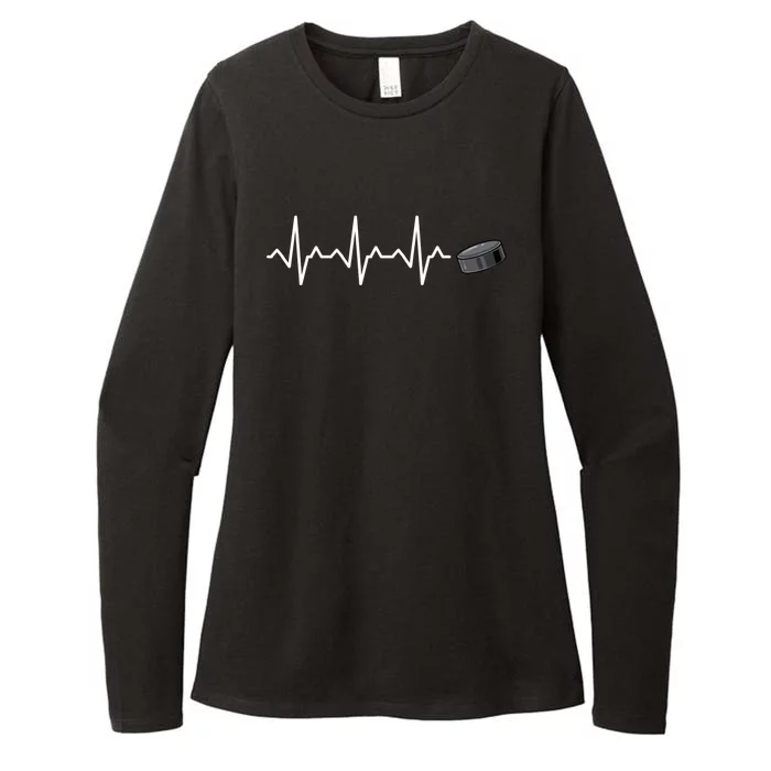 Heartbeat Hockey Puck Hockey Gift Womens CVC Long Sleeve Shirt