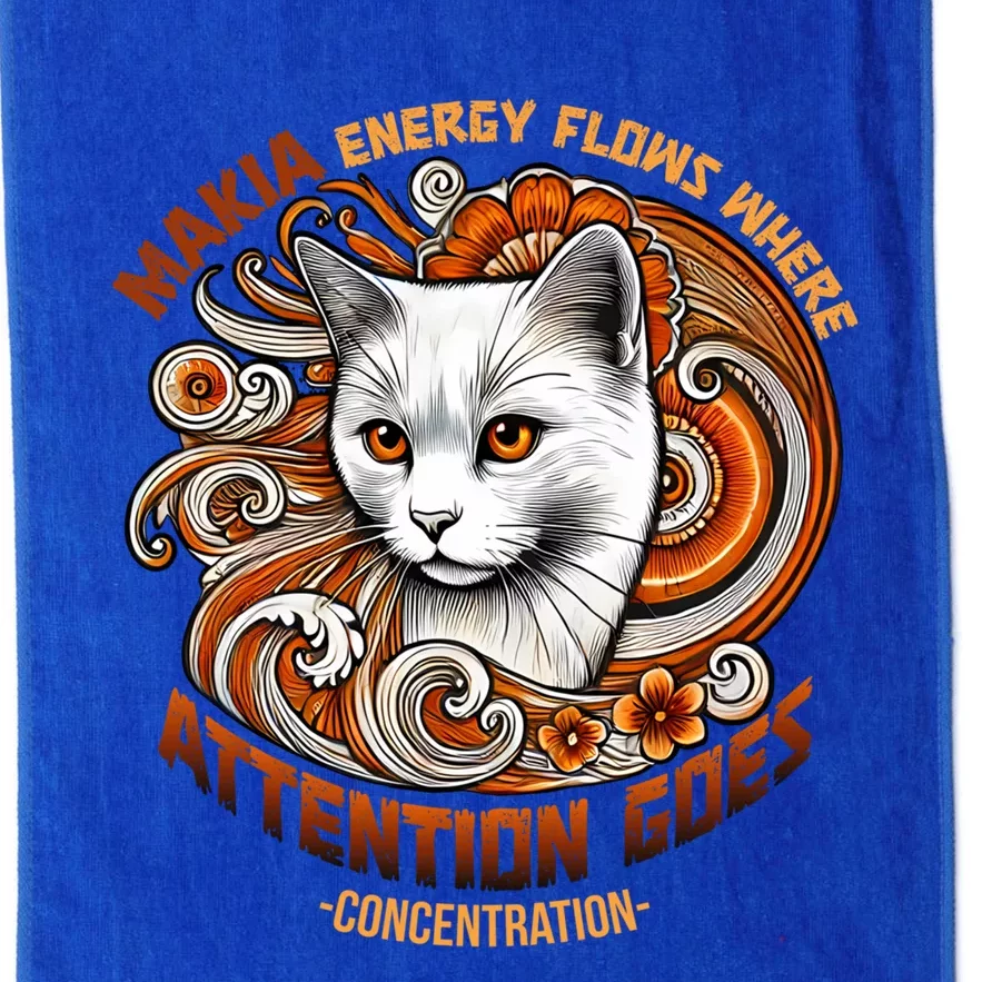 Hawaiian Huna Philosophy Makia Energy Flows Cat Art Gift Platinum Collection Golf Towel