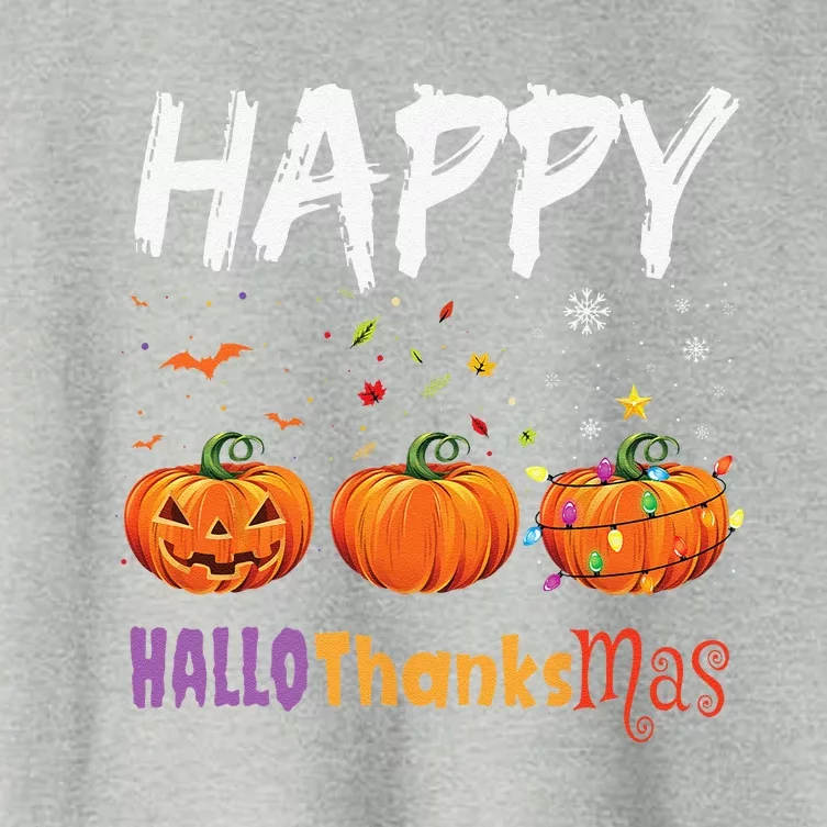 Happy Hallothanksmas Pumpkin Halloween Thanksgiving Xmas Women's Crop Top Tee