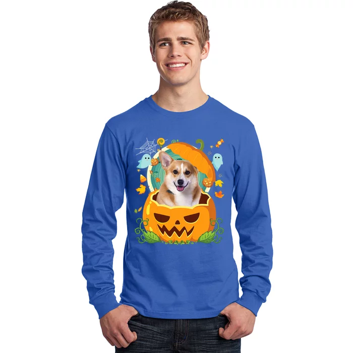 Happy Halloween Pumpkin Welsh Corgi Dog Witch Cute Hat Lover Cool Gift Long Sleeve Shirt