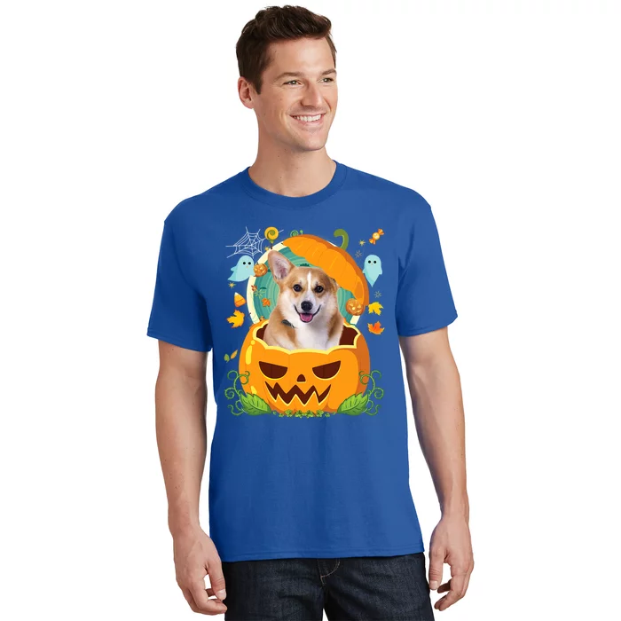 Happy Halloween Pumpkin Welsh Corgi Dog Witch Cute Hat Lover Cool Gift T-Shirt