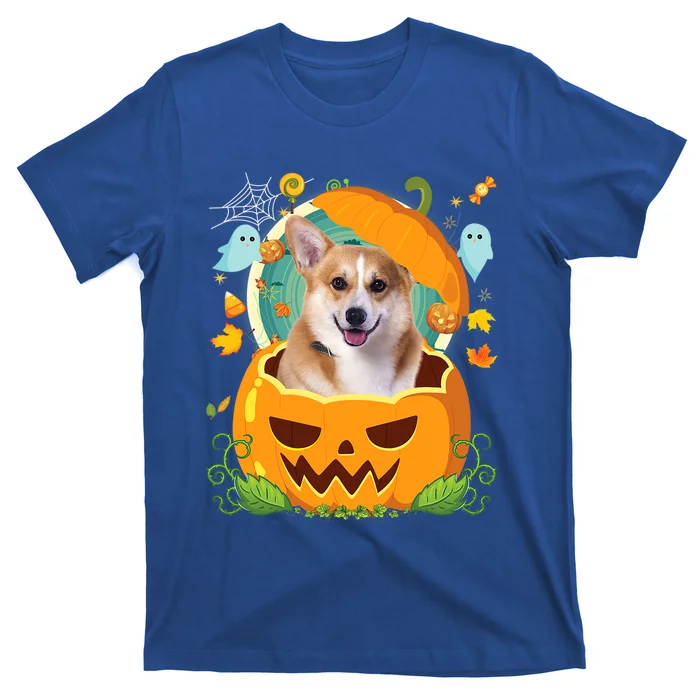 Happy Halloween Pumpkin Welsh Corgi Dog Witch Cute Hat Lover Cool Gift T-Shirt