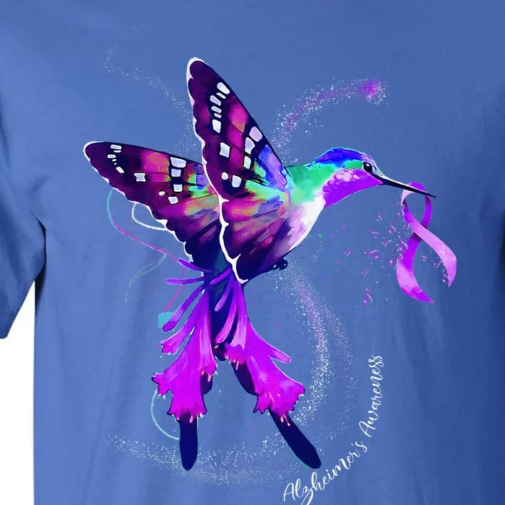 Hummingbird Holding Purple Ribbon AlzheimerS Tall T-Shirt