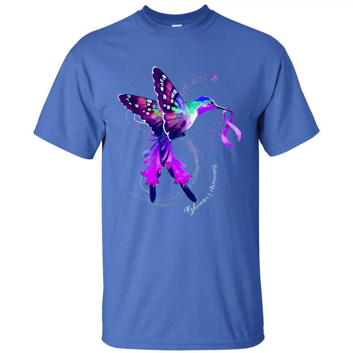 Hummingbird Holding Purple Ribbon AlzheimerS Tall T-Shirt