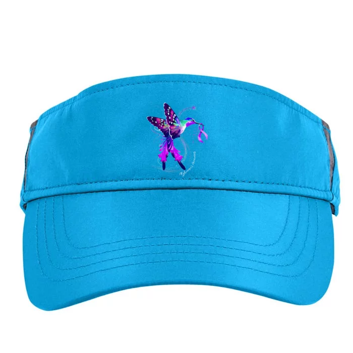 Hummingbird Holding Purple Ribbon AlzheimerS Adult Drive Performance Visor