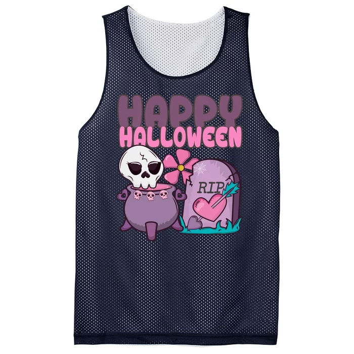 Happy Halloween Pink Cute Mesh Reversible Basketball Jersey Tank