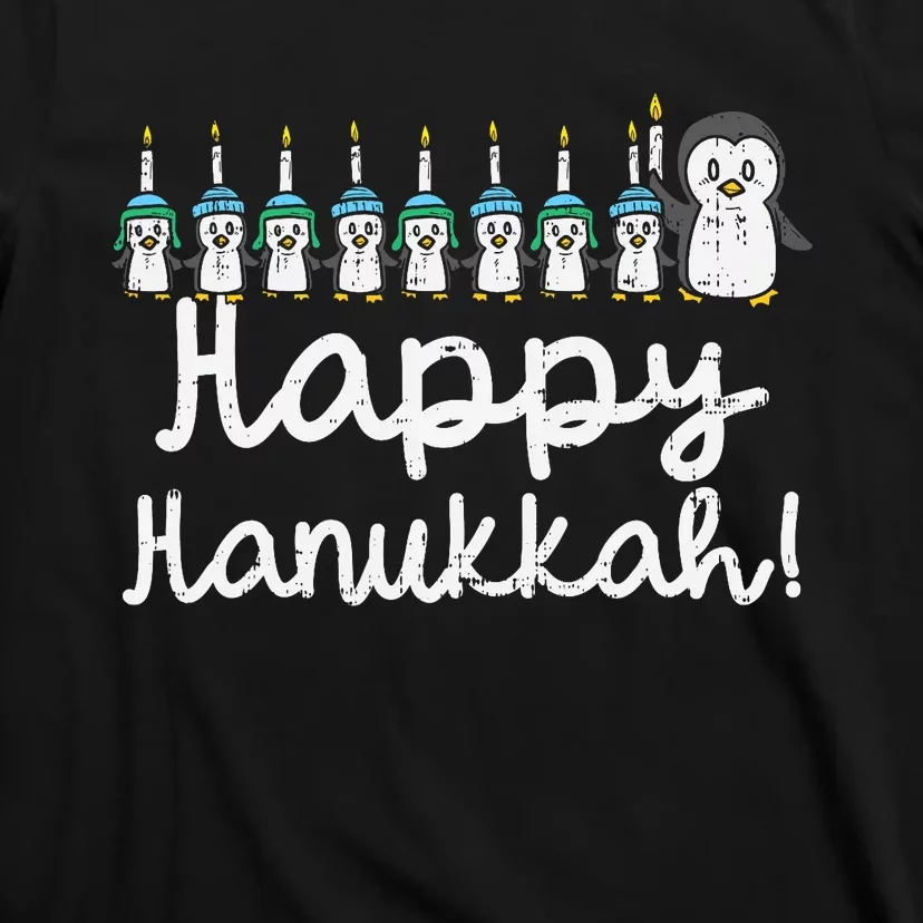 Happy Hanukkah Penguin Candle Chanukah Animal Lover Gift T-Shirt