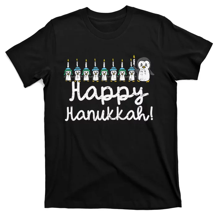 Happy Hanukkah Penguin Candle Chanukah Animal Lover Gift T-Shirt