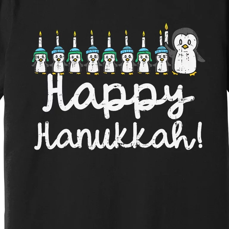 Happy Hanukkah Penguin Candle Chanukah Animal Lover Gift Premium T-Shirt