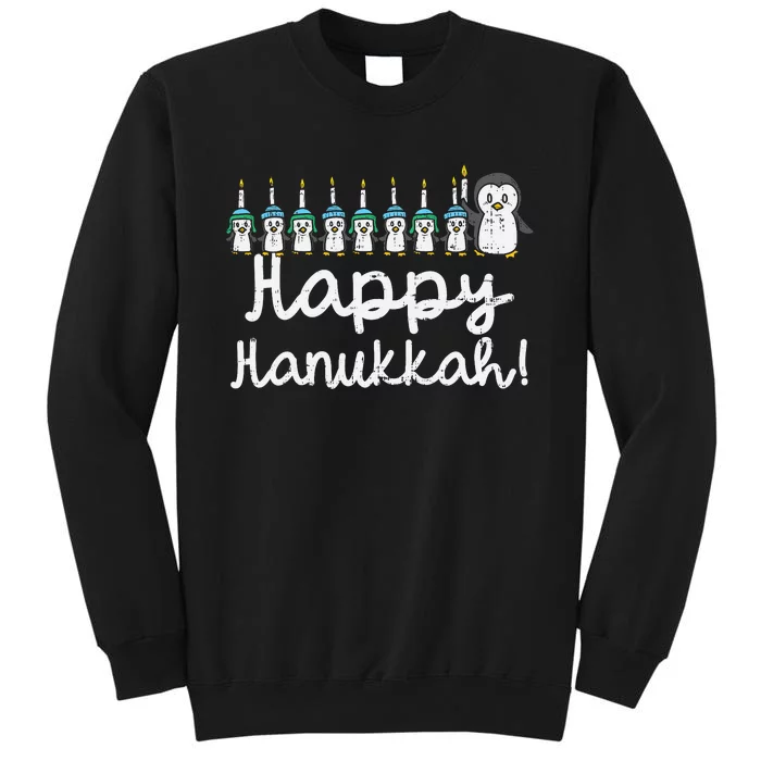 Happy Hanukkah Penguin Candle Chanukah Animal Lover Gift Tall Sweatshirt