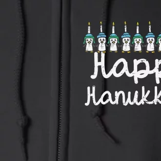 Happy Hanukkah Penguin Candle Chanukah Animal Lover Gift Full Zip Hoodie