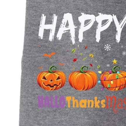 Happy Hallothanksmas Pumpkin Halloween Thanksgiving Xmas Doggie 3-End Fleece Hoodie