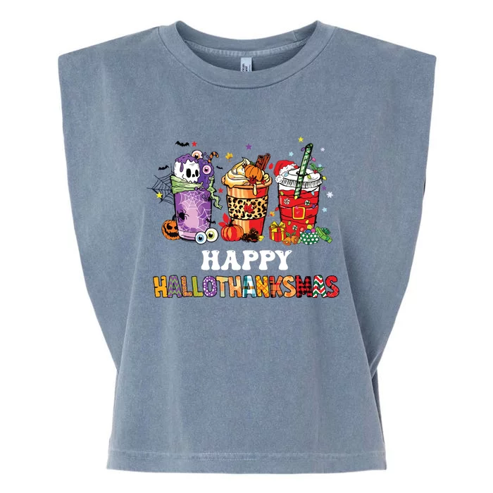 Happy Hallothanksmas Pumpkin Spice Cups Garment-Dyed Women's Muscle Tee