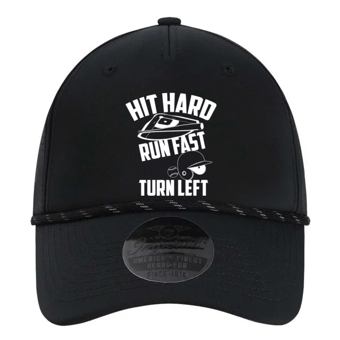 Hit Hard Run Fast Turn Left Baseball Softball Funny Fan Gift Performance The Dyno Cap