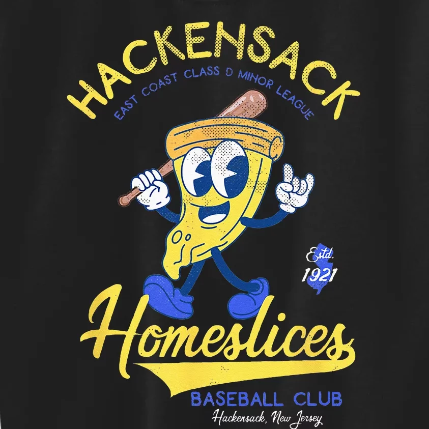 Hackensack Homeslices Retro Minor League Baseball Team Kids Sweatshirt