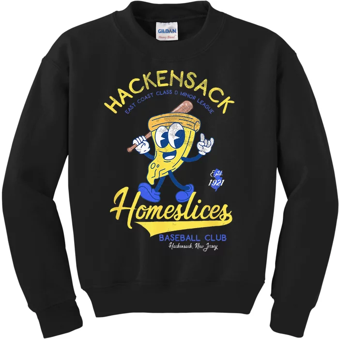 Hackensack Homeslices Retro Minor League Baseball Team Kids Sweatshirt