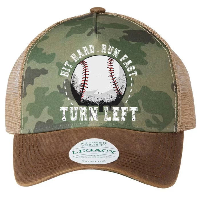 Hit Hard Run Fast Turn Left Baseball Player Legacy Tie Dye Trucker Hat