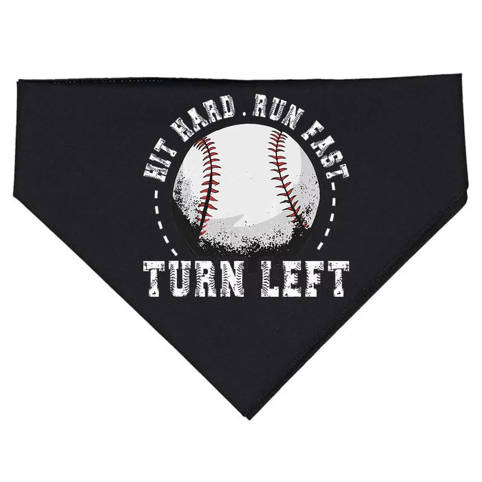 Hit Hard Run Fast Turn Left Baseball Player USA-Made Doggie Bandana