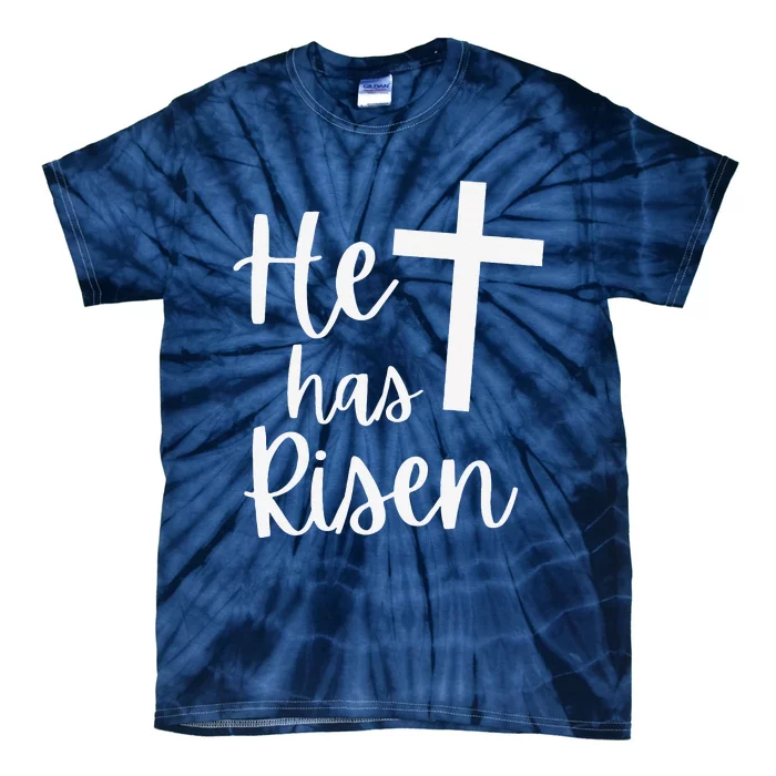 He Has Risen Jesus Christian Happy Easter Cross Religious Tie-Dye T-Shirt