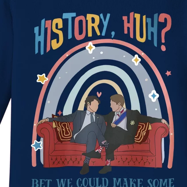 History Huh Red White And Funny Royal Blue LGBT Gay Baby Long Sleeve Bodysuit