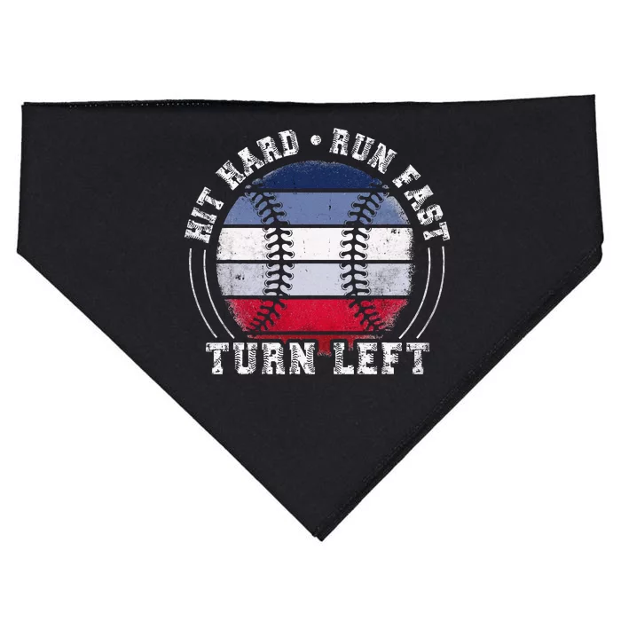 Hit Hard Run Fast Turn Left Baseball Player USA-Made Doggie Bandana